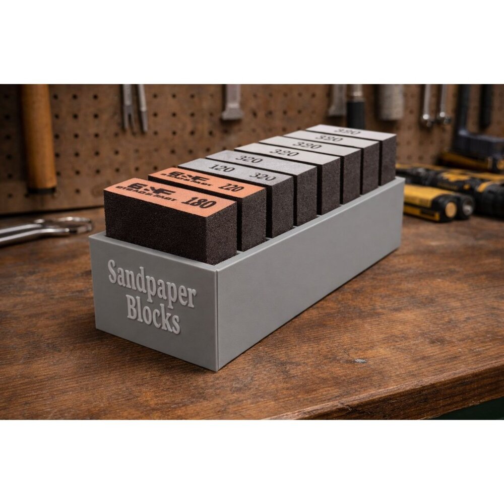 Sandpaper Block Holder 8 Slot| Foam Sanding Block Organizer | Workshop Storage
